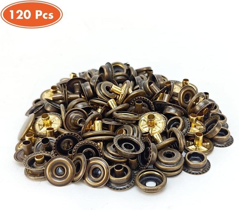 HAPDEN 160 pcs snap Buttons,snap Fasteners kit 15mm Stainless Steel Snaps Marine Grade Boat Canvas Snaps,3/8" Socket Metal Snaps for Clothing Leather Boat Cover Fabric (Bronze) - Image 2